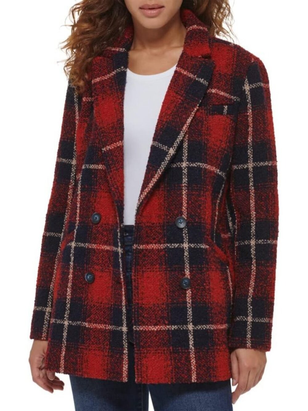 Chic Women's Wool Blend Double Breasted Blazer | Stylish Layering Piece